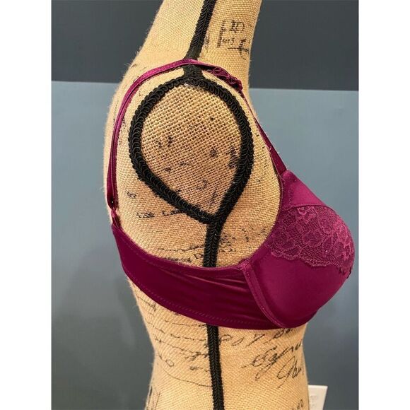 Maidenform Women's Push-Up Lace Bra Burgundy 34D Adjustable Straps Underwire - Picture 10 of 11